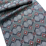 Hexagons/Diamonds Gray/Black/Green/Red Ikat Handwoven Vintage Kimono Silk from Japan By the Yard  #149