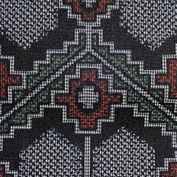 Hexagons/Diamonds Gray/Black/Green/Red Ikat Handwoven Vintage Kimono Silk from Japan By the Yard  #149