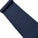 Indigo Deer on Black, Vintage Yuki Tsumugi Ikat Kimono Silk from Japan, By the Yard #210