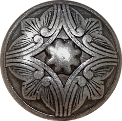 Re-Stocked, 20mm Antique Dark Silver 'Santa Barbara' Domed Carved 13/16" Larger Size, Shank Back #SK-2064