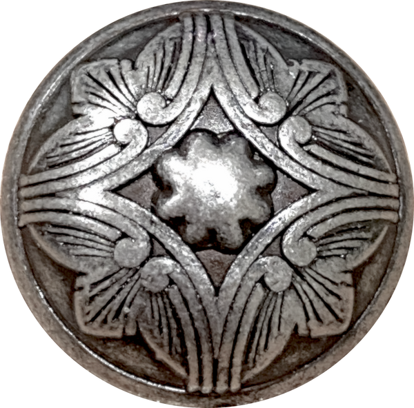 Re-Stocked Antique Dark Silver 'Santa Barbara' Domed 20mm Carved 13/16" Larger Size, Shank Back #SK-2064