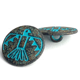 Turquoise Antique Patina Thunderbird, 3/4", Shank Back #SWC-103