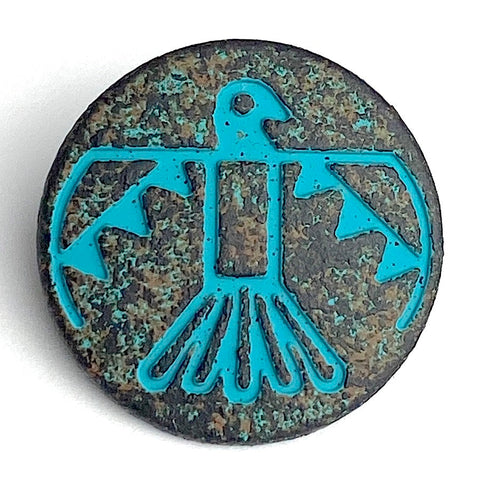 Turquoise Antique Patina Thunderbird, 3/4", Shank Back #SWC-103