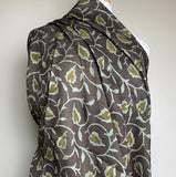 Mulberry Silk: Brown/Teal/Olive Hand Block Print By the Yard, from India  #TK-41