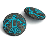 Turquoise Antique Patina Thunderbird, 3/4", Shank Back #SWC-103