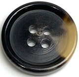 Re-Stocked, Black/Brown/Cream 4-hole Rimmed Natural Horn Button 7/8"  #SK-0092