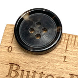 Re-Stocked, Black/Brown/Cream 4-hole Rimmed Natural Horn Button 7/8"  #SK-0092