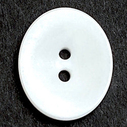 White Oval 11/16"-3/4" 2-Hole Button, Corozo / Tagua  #SK-562/White