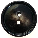 Re-Stocked, Mostly Black-Brown 2-hole Rimmed Natural Horn Button 7/8"  #SK-0086