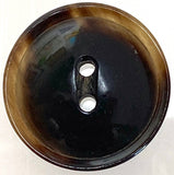 Re-Stocked, Mostly Black-Brown 2-hole Rimmed Natural Horn Button 7/8"  #SK-0086