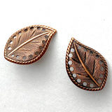 PACK OF 30 Copper Leaf Buttons, 3/4" Metal with Tiny Cut-Outs, Shank Back, #SC-1339
