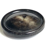 Re-Stocked, Mostly Black-Brown 2-hole Rimmed Natural Horn Button 7/8"  #SK-0086