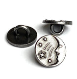 Re-Stocked - Moon & Shooting Star, Gunmetal 7/16" - 1/2" Shank Tiny Button #SWC-108
