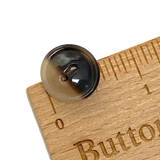 Re-Stocked 5/8" Brown/Tan Natural Horn Button 2-hole Rimmed 16mm, Per Button #SK-0091