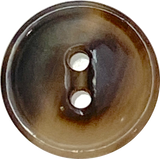 Re-Stocked 5/8" Brown/Tan Natural Horn Button 2-hole Rimmed 16mm, Per Button #SK-0091
