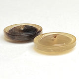 Re-Stocked 5/8" Brown/Tan Natural Horn Button 2-hole Rimmed 16mm, Per Button #SK-0091