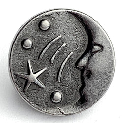 Re-Stocked - Moon & Shooting Star, Gunmetal 7/16" - 1/2" Shank Tiny Button #SWC-108