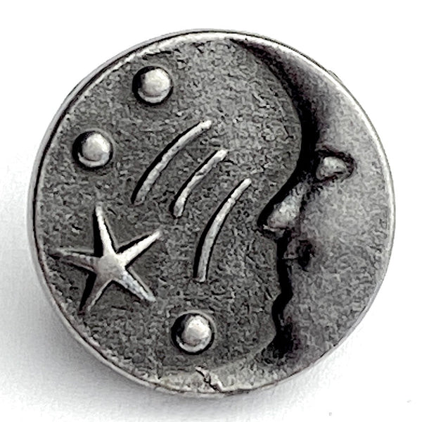 Re-Stocked, Moon & Shooting Star Button, Gunmetal 7/16" - 1/2" Shank Tiny PACK OF TWO #SWC-108