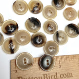 3/4" Brown/Tan Natural Horn Button, 19mm 2-hole Rimmed #SK-0090