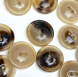 3/4" Brown/Tan Natural Horn Button, 19mm 2-hole Rimmed #SK-0090