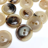 3/4" Brown/Tan Natural Horn Button, 19mm 2-hole Rimmed #SK-0090