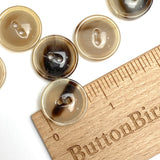 3/4" Brown/Tan Natural Horn Button, 19mm 2-hole Rimmed #SK-0090