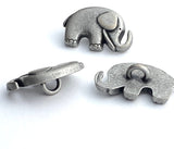 Little Silver Elephant Button 3/4" Metal, Shank Back  #SWC-110