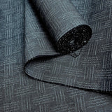 Remnant 1.5 Yds. Steel-Blue-Charcoal Basket-Look Slashes Kimono Silk from Japan 14" wide #243