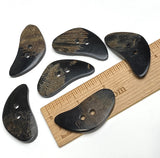 SALE 2" Horn Toggle, Large Curvy Ovalish Natural Black/Brown or Solid Black Reverse 2-Hole  #SK-0719