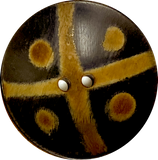 Black/Brown Scooped Horn 2-Hole Button, Mud Cloth Look 1-1/2".  #SK-0721