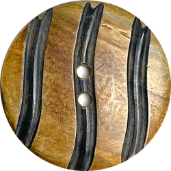 SALE - Wood-Look Horn Button, Gray-Black Wavy Stripe 1-1/2"  #SK-709