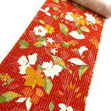 Red-Orange Crinkle Floral Vintage Kimono Silk from Japan By the Yard #PA-12