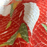 Red-Orange Crinkle Floral Vintage Kimono Silk from Japan By the Yard #PA-12
