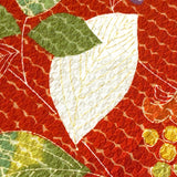 Red-Orange Crinkle Floral Vintage Kimono Silk from Japan By the Yard #PA-12