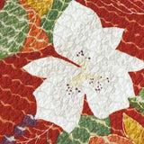 Red-Orange Crinkle Floral Vintage Kimono Silk from Japan By the Yard #PA-12