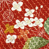 Red-Orange Crinkle Floral Vintage Kimono Silk from Japan By the Yard #PA-12