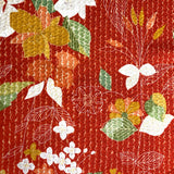 Red-Orange Crinkle Floral Vintage Kimono Silk from Japan By the Yard #PA-12