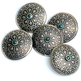 Silver Desert Lily 1.25" w. 'Malachite' Shank-Back Southwest Button  #SW-49