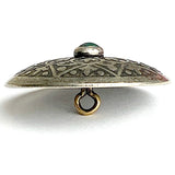 Silver Desert Lily 1.25" w. 'Malachite' Shank-Back Southwest Button  #SW-49