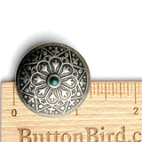 Silver Desert Lily 1.25" w. 'Malachite' Shank-Back Southwest Button  #SW-49