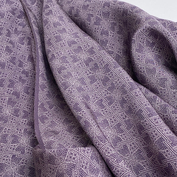 Remnant, Purple Komon Dot Print of Interlocking Ovals Vintage Kimono Silk from Japan 14" x 20" Piece #PA-13