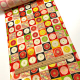 Joyous Endless Chrysanthemums and Seigaiha Waves Vintage Kimono Silk from Japan By the Yard #PA-14