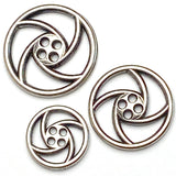 Re-Stocked Whirligig Silver 7/8" Button 4 Hole Large Size 23mm Open Spiral #SK-1129