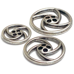 Whirligig Silver 5/8" Button 4 Hole Small Size 15mm Open Spiral #SK-1131