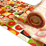 Joyous Endless Chrysanthemums and Seigaiha Waves Vintage Kimono Silk from Japan By the Yard #PA-14