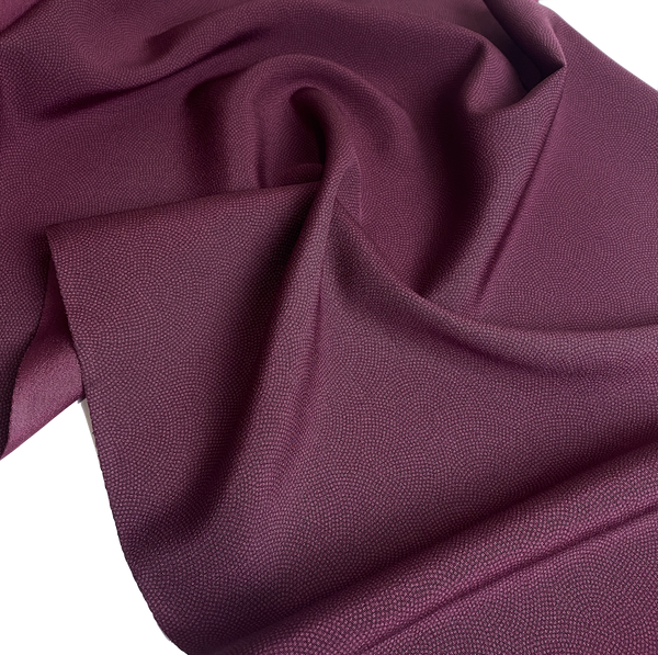 Plum Drapey Vintage Kimono Silk Crepe Komon from Japan By the Yard #PA-15