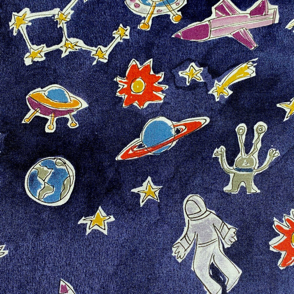 REMNANT 1/2 YD, Space Print, 100% Cotton Lightweight Lawn from Hokkoh Japan, 44" Wide  #1023-1620