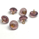 SALE, Pack of 3, Purple Amethyst-Color Clear Vintage Buttons, Faceted Glass Shank Back 3/8" # GL-305