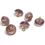 SALE, Pack of 3, Purple Amethyst-Color Clear Vintage Buttons, Faceted Glass Shank Back 3/8" # GL-305