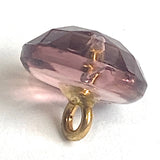 SALE, Pack of 3, Purple Amethyst-Color Clear Vintage Buttons, Faceted Glass Shank Back 3/8" # GL-305